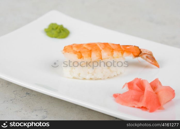 nigiri sushi closeup isolated on white background