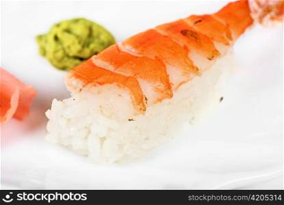 nigiri sushi closeup isolated on white background