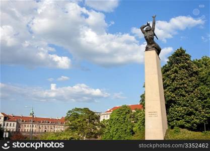 Nike (ancient goddess of victory) monument dedicated to the heroes of Warsaw who fought and died for their homeland between 1939-1945 in Warsaw, Poland