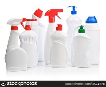 Nine bottles for cleaning