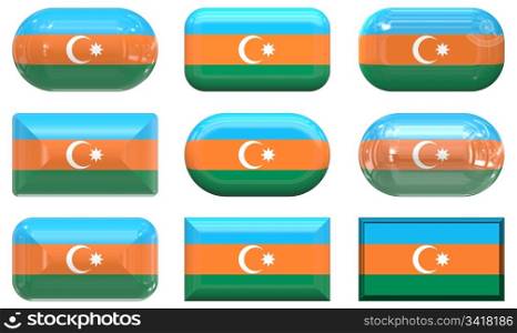 nine glass buttons of the Flag of aZerbaijan