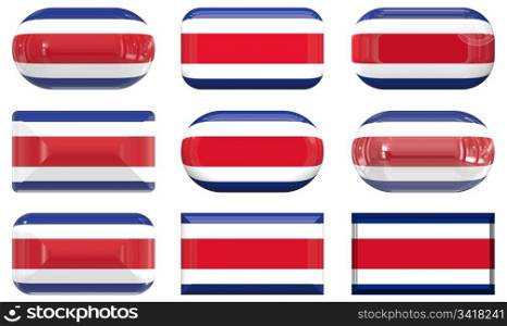 nine glass buttons of the Flag of Costa Rica