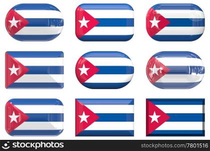nine glass buttons of the Flag of Cuba