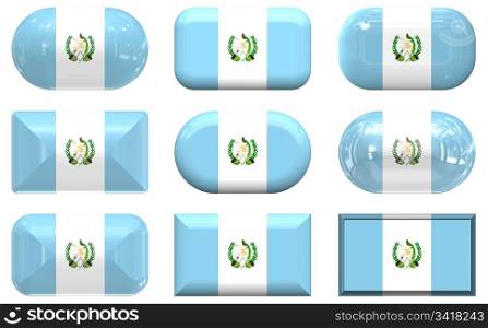 nine glass buttons of the Flag of Guatemala