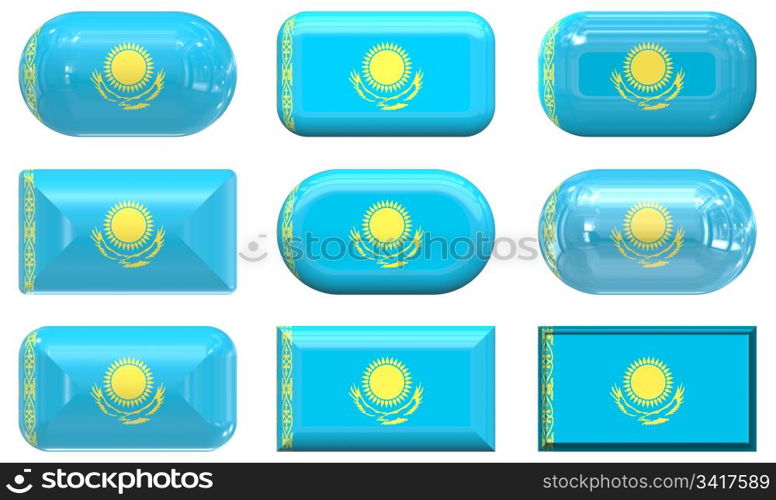 nine glass buttons of the Flag of Kazakhstan