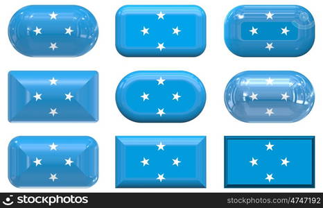 nine glass buttons of the Flag of Micronesia