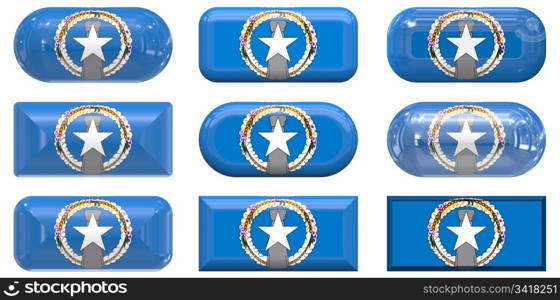 nine glass buttons of the Flag of Northern Mariana Islands