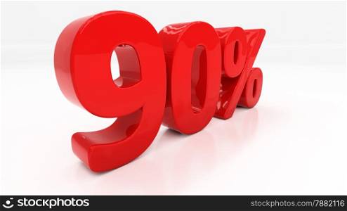 Ninety percent off. Discount 90. &#xA;Percentage. 3D illustration