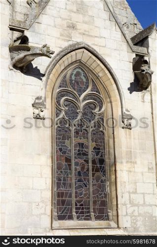 Niort ancient gothic church window, Aquitaine, France