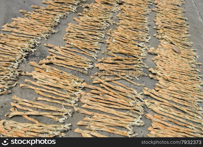 Nipa leaves drying in the sun for tobacco wrapper