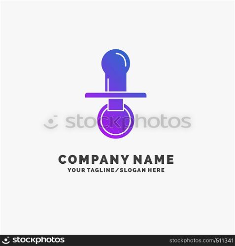 nipple, baby, dummy, pacifier, kids Purple Business Logo Template. Place for Tagline.. Vector EPS10 Abstract Template background