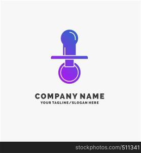 nipple, baby, dummy, pacifier, kids Purple Business Logo Template. Place for Tagline.. Vector EPS10 Abstract Template background