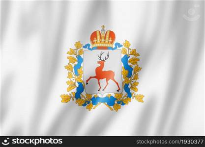 Nizhny Novgorod state - Oblast - flag, Russia waving banner collection. 3D illustration. Nizhny Novgorod state - Oblast - flag, Russia