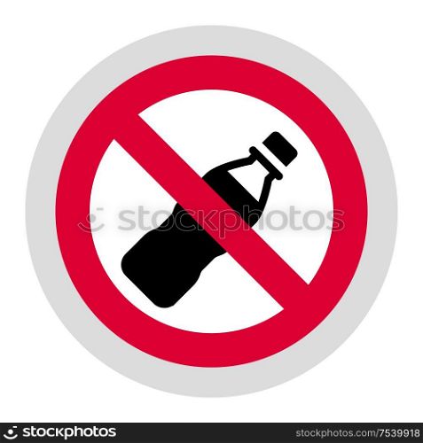 No drink forbidden sign, modern round sticker. Forbidden sign, modern round sticker