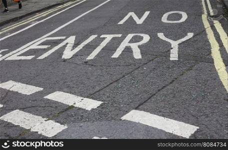 No entry sign. No entry sign written on street tarmac