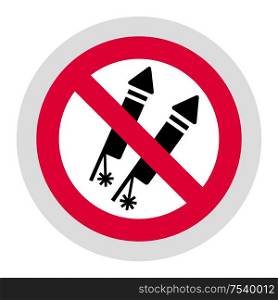 No fireworks forbidden sign, modern round sticker. Forbidden sign, modern round sticker