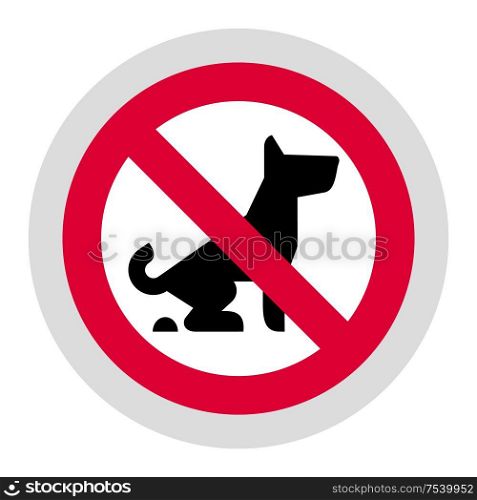 No Fouling Dog forbidden sign, modern round sticker. Forbidden sign, modern round sticker