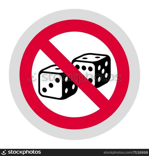 No gambling forbidden sign, modern round sticker. Forbidden sign, modern round sticker