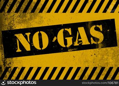 No gas sign yellow with stripes, 3D rendering