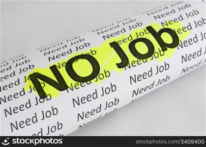 No Job conception.Text No Job written on paper