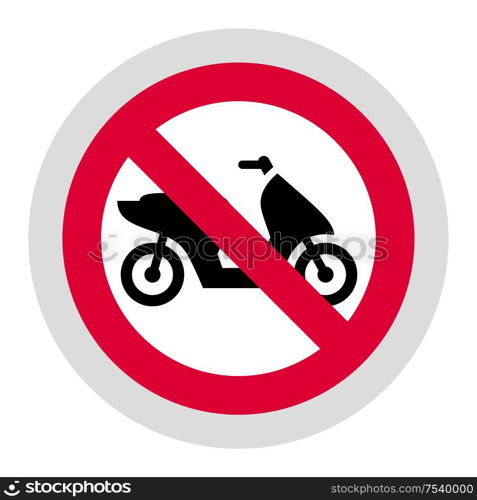 No moped forbidden sign, modern round sticker. Forbidden sign, modern round sticker