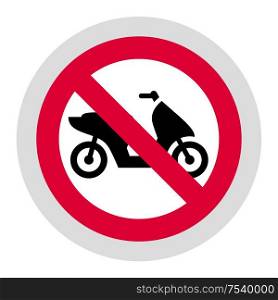 No moped forbidden sign, modern round sticker. Forbidden sign, modern round sticker