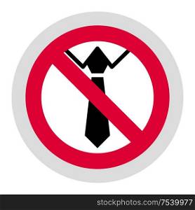 No Neckties forbidden sign, modern round sticker. Forbidden sign, modern round sticker