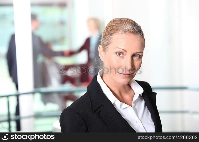 No-nonsense businesswoman in an office environment