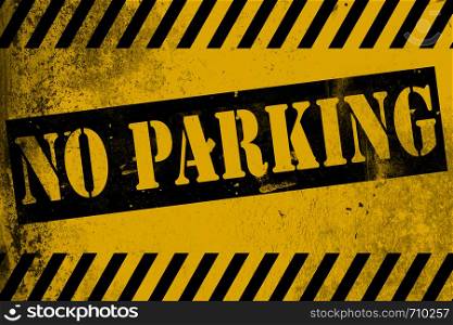 No parking sign yellow with stripes, 3D rendering