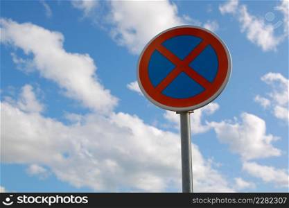 No Parking Traffic Road Sign. The urban clearway sign with blue sky cloudy background. No Parking Traffic Road Sign. The urban clearway sign with blue sky cloudy background.