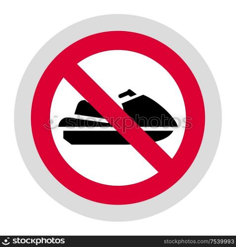No Personal Watercraft forbidden sign, modern round sticker. Forbidden sign, modern round sticker