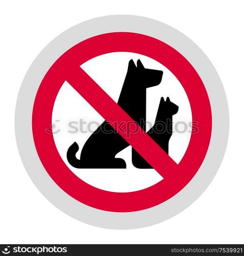 No pets forbidden sign, modern round sticker. Forbidden sign, modern round sticker