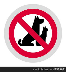 No pets forbidden sign, modern round sticker. Forbidden sign, modern round sticker