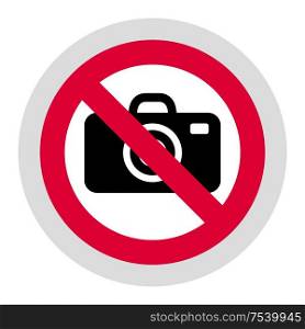 No photo forbidden sign, modern round sticker. Forbidden sign, modern round sticker
