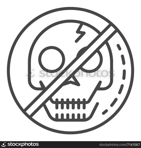 No skull sign icon. Outline no skull sign vector icon for web design isolated on white background. No skull sign icon, outline style