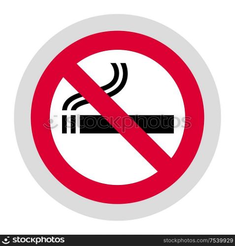 No smoking forbidden sign, modern round sticker. Forbidden sign, modern round sticker