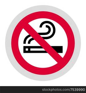 No smoking forbidden sign, modern round sticker. Forbidden sign, modern round sticker