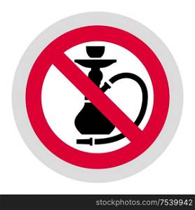 No smoking Hookah forbidden sign, modern round sticker. Forbidden sign, modern round sticker