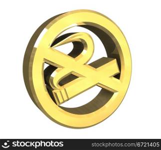 No smoking icon symbol in gold (3D made)