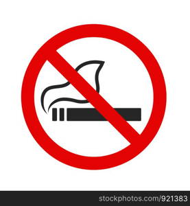 No smoking sign red round on white, stock vector illustration