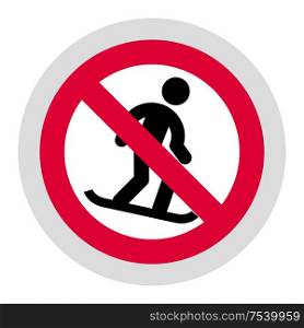 No snowboarding forbidden sign, modern round sticker. Forbidden sign, modern round sticker