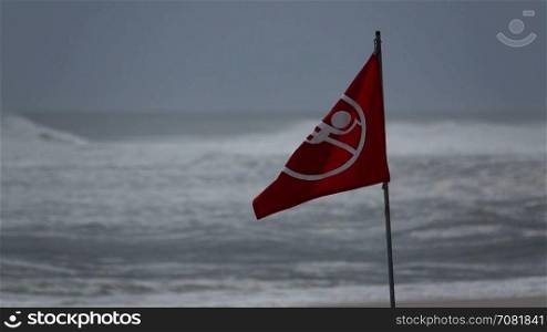 No swimming flag in a storm