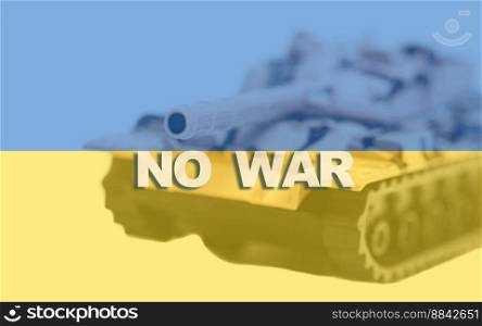 No war Tank with Ukrainian flag background. Military concept Illustration.. No war Tank with Ukrainian flag background. Military concept Illustration