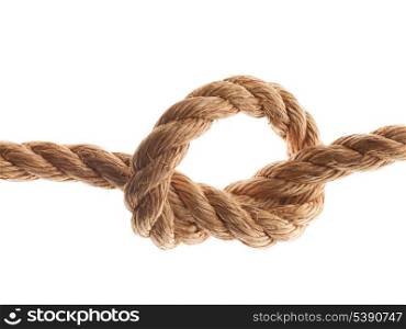 Node on the rope isolated on white