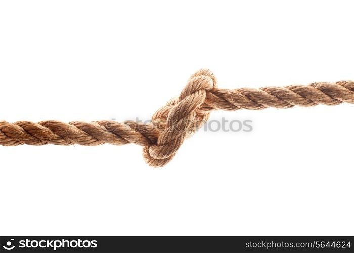 Node on the rope isolated on white