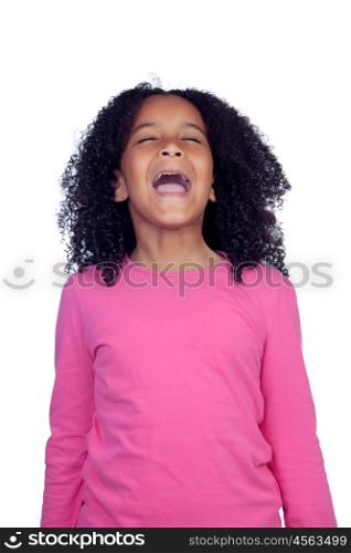 Noisy little girl shouting isolated on a white background