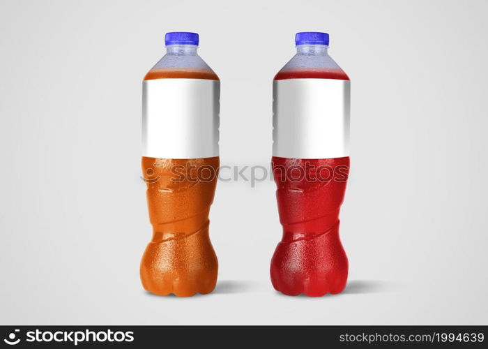 Non-alcoholic beverage bottles isolated on white background. 3D Rendering. fit for your element design.