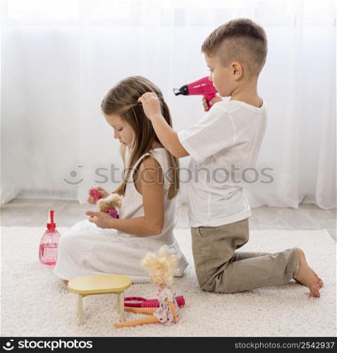 non binary kids playing together beauty salon game 2