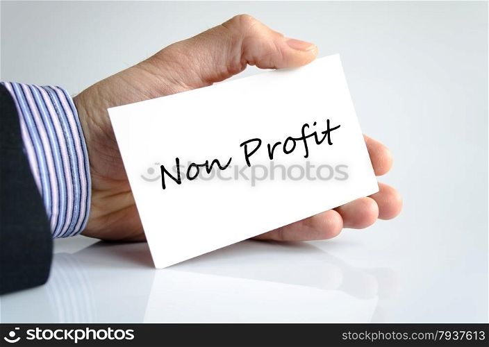 Non Profit note in bussines man hand - business concept