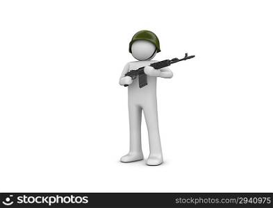 Noname Soldier (3d isolated characters on white background series)
